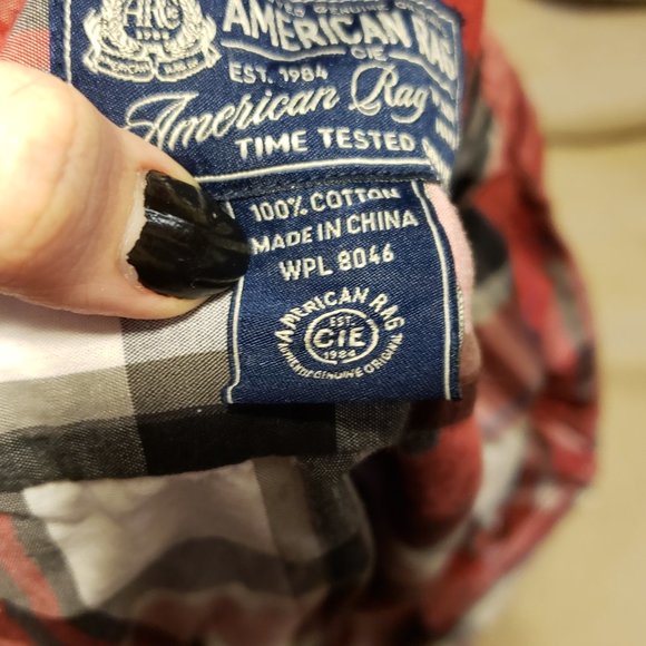 American Rag Red Plaid Button Down - Picture 2 of 3